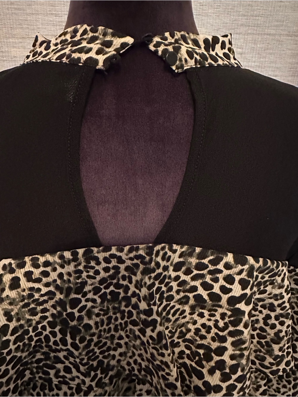 P Luca Milano Leopard Ruffle Tiered Blouse with Black Yoke - Picture 4 of 5